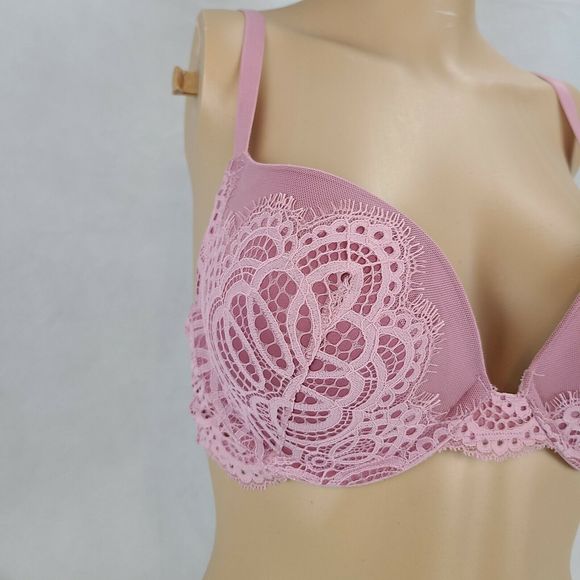 Victoria's Secret (32DD) Rose Pink Dream Angles Push Up Underwire Bra 360272-B63 - Picture 2 of 12